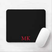 Gepersonaliseerde Modern Zwart Rood Monogram Initi Muismat (Met muis)
