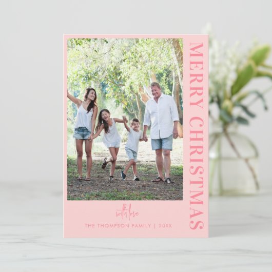 Gepersonaliseerde Moderne 10 Familie Foto's Minima Feestdagenkaart (Staand voorkant)