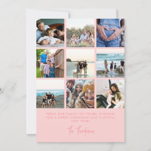 Gepersonaliseerde Moderne 10 Familie Foto's Minima Feestdagenkaart (Achterkant)