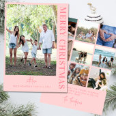 Gepersonaliseerde Moderne 10 Familie Foto's Minima Feestdagenkaart