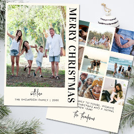 Gepersonaliseerde Moderne 10 Familie Foto's Minima Feestdagenkaart