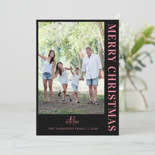 Gepersonaliseerde Moderne 10 Familie Foto's Minima Feestdagenkaart (Staand voorkant)