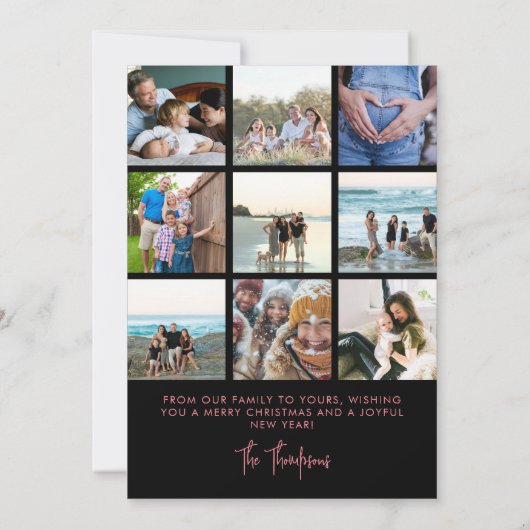 Gepersonaliseerde Moderne 10 Familie Foto's Minima Feestdagenkaart (Achterkant)