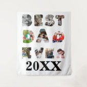 Gepersonaliseerde moderne 11 foto Beste papa ooit Wandkleed (Voorkant)