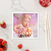 Gepersonaliseerde moderne 1e verjaardag foto servet (Insitu)