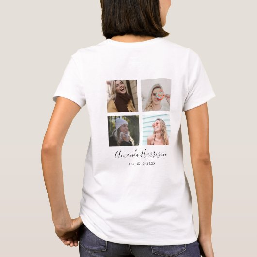 Gepersonaliseerde moderne | 9 Foto | gedenkteken T-shirt (Achterkant)