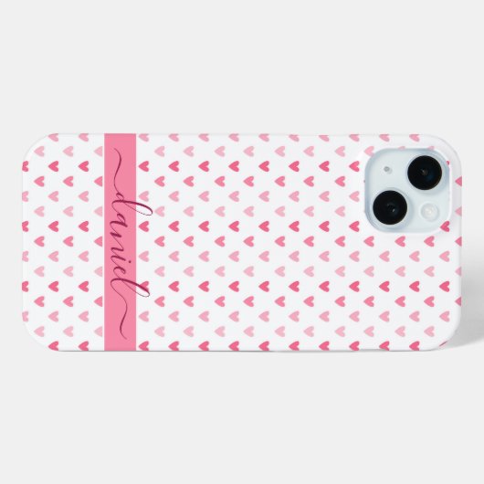 Gepersonaliseerde moderne aangepaste naam Roze Har Case-Mate iPhone Case (Achterkant (horizontaal))