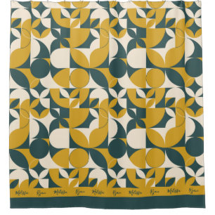 Gepersonaliseerde Moderne Abstracte Mustard Groene Douchegordijn