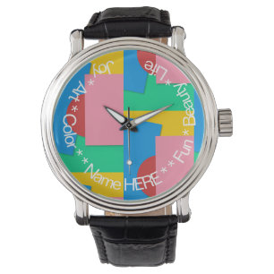 Gepersonaliseerde moderne Abstracte vorm- en kleur Horloge