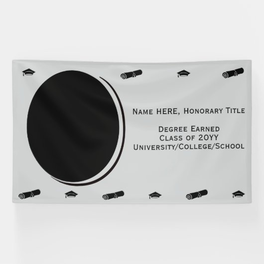 Gepersonaliseerde Moderne Afstuderen Foto, Diploma Spandoek (Horizontaal)