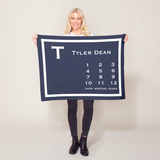 Gepersonaliseerde moderne Baby Milestone fotodeken Fleece Deken (In situ)