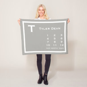Gepersonaliseerde moderne Baby Milestone fotodeken Fleece Deken