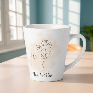 Gepersonaliseerde Moderne Beige Aquarel Koffiemok Latte Mok
