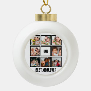 Gepersonaliseerde Moderne Beste Mam ooit 8 Foto Co Keramische Bal Ornament