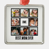 Gepersonaliseerde Moderne Beste Mam ooit 8 Foto Co Metalen Ornament (Voorkant)