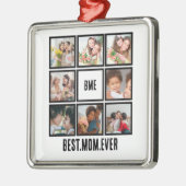 Gepersonaliseerde Moderne Beste Mam ooit 8 Foto Co Metalen Ornament (Links)