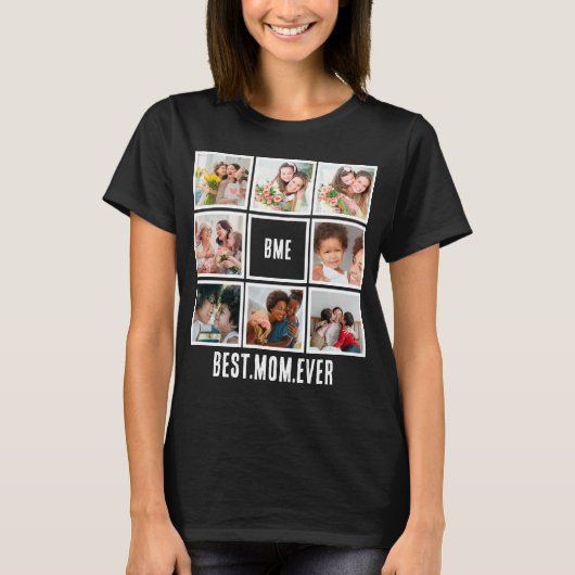 Gepersonaliseerde Moderne Beste Mam ooit 8 Foto Co T-shirt (Voorkant)
