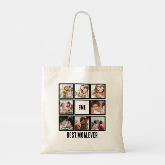 Gepersonaliseerde Moderne Beste Mam ooit 8 Foto Co Tote Bag (Achterkant)