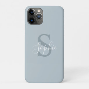Gepersonaliseerde moderne blauwe familienaam Monog Case-Mate iPhone Case