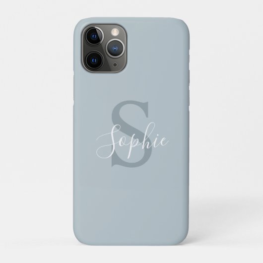 Gepersonaliseerde moderne blauwe familienaam Monog Case-Mate iPhone Case (Achterkant)