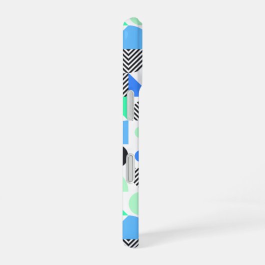 Gepersonaliseerde moderne blauwe munt geometrisch iPhone 16 hoesje (Rechterkant)