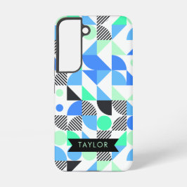 Gepersonaliseerde moderne blauwe munt geometrisch iPhone 16 hoesje