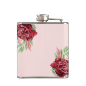 Gepersonaliseerde moderne bloemen bordeaux blush m heupfles (Achterkant)