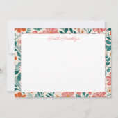 Gepersonaliseerde moderne bloemen meisjes briefpap bedankkaart (Voorkant)