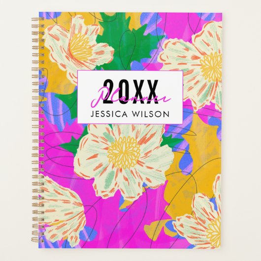 Gepersonaliseerde moderne bloemen wekelijks en maa planner (Voorkant)