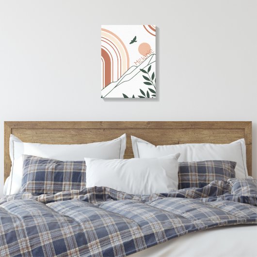Gepersonaliseerde moderne Boho Botanical Minimalis Canvas Afdruk (Insitu (Slaapkamer))