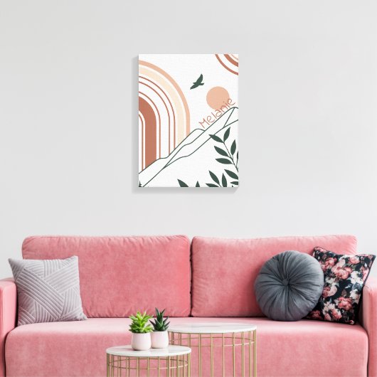 Gepersonaliseerde moderne Boho Botanical Minimalis Canvas Afdruk (Insitu (Woonkamer))