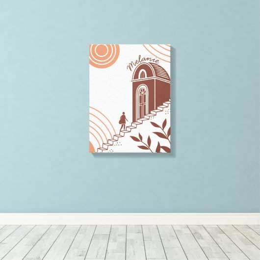 Gepersonaliseerde moderne Boho Botanical Minimalis Canvas Afdruk (Insitu (Houten vloer))