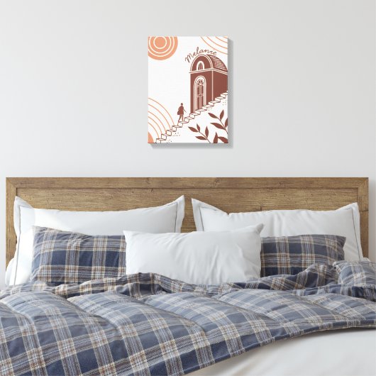 Gepersonaliseerde moderne Boho Botanical Minimalis Canvas Afdruk (Insitu (Slaapkamer))