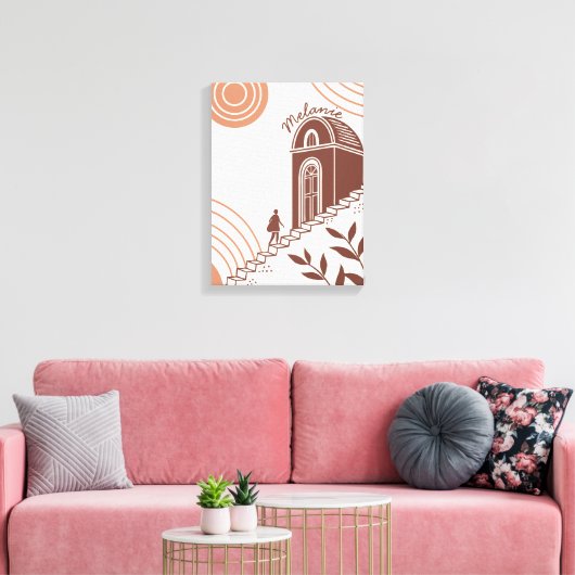 Gepersonaliseerde moderne Boho Botanical Minimalis Canvas Afdruk (Insitu (Woonkamer))