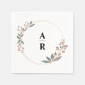 Gepersonaliseerde moderne botanische bruiloft Init Servet (Voorkant)
