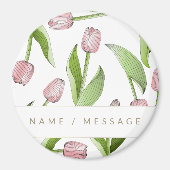 Gepersonaliseerde moderne botanische roze tulp magneet (Voorkant)