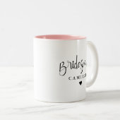 Gepersonaliseerde moderne bruidsmeisje bruiloft ko tweekleurige koffiemok (Voorkant rechts)