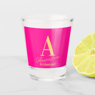 Gepersonaliseerde moderne bruidsmeisje Monogram Shot Glas