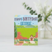 Gepersonaliseerde moderne Cat-nic Verjaardag Kaart (Staand voorkant)