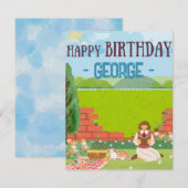 Gepersonaliseerde moderne Cat-nic Verjaardag Kaart (Voorkant / Achterkant)