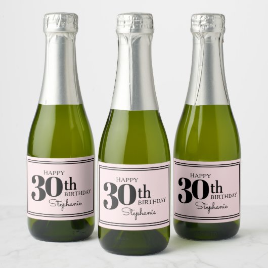 Gepersonaliseerde moderne chique 30e verjaardag vo sparkling wijnetiket (Flessen)