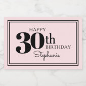 Gepersonaliseerde moderne chique 30e verjaardag vo sparkling wijnetiket (Enkel label)