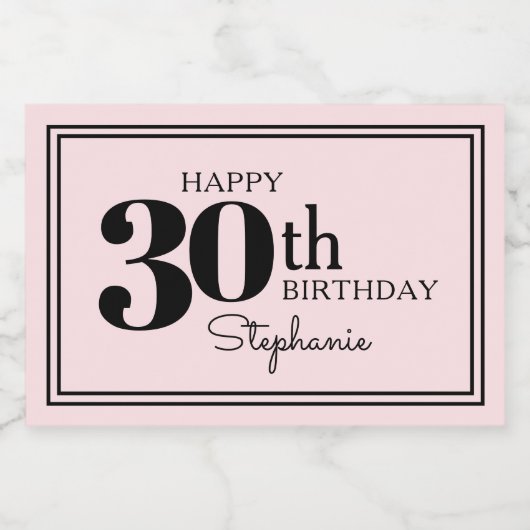 Gepersonaliseerde moderne chique 30e verjaardag vo sparkling wijnetiket (Enkel label)