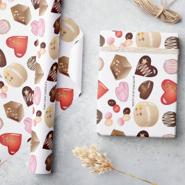 Gepersonaliseerde moderne chocolade Snoep hart Cadeaupapier