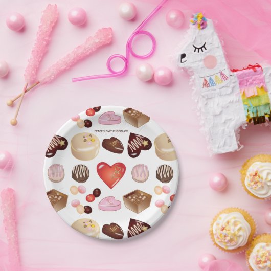 Gepersonaliseerde moderne chocolade Snoep hart Papieren Bordje (Feest)
