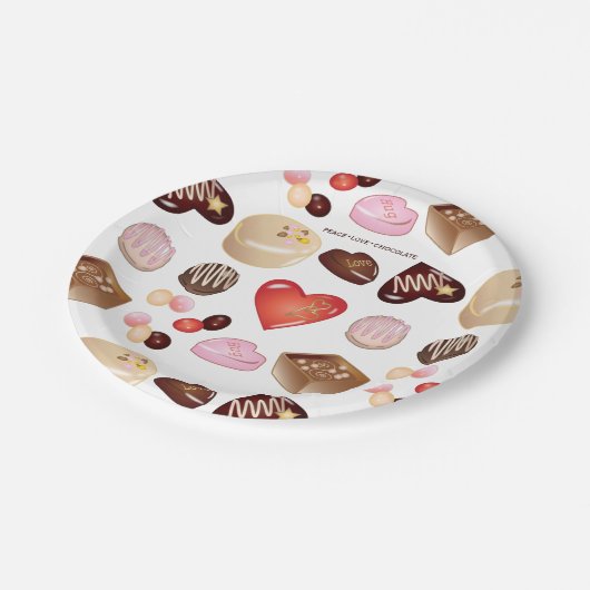 Gepersonaliseerde moderne chocolade Snoep hart Papieren Bordje (Gekanteld)