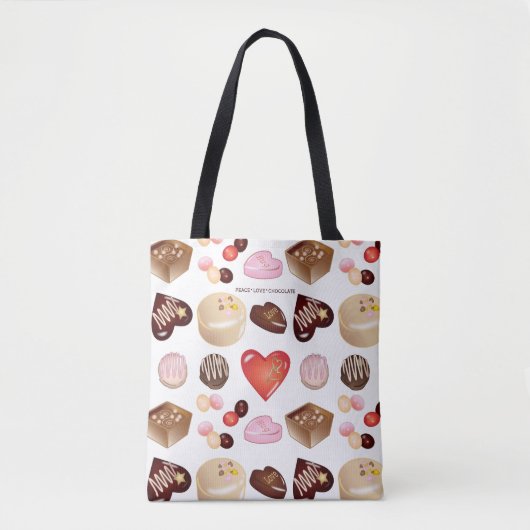 Gepersonaliseerde moderne chocolade Snoep hart Tote Bag (Voorkant)