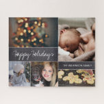 Gepersonaliseerde moderne collage foto puzzel voor<br><div class="desc">Breng uw gezin dit vakantieseizoen dichterbij met onze gepersonaliseerde moderne collage fotopuzzel. Deze aangepaste puzzel is meer dan alleen een spel; het is een manier om gekoesterde herinneringen te herbeleven en nieuwe herinneringen te creëer met je geliefden. Pas deze moderne collage fotopuzzel aan met je familienaam en een selectie van...</div>