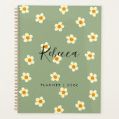 Gepersonaliseerde Moderne Daisy Floral Green 2023 Planner (Voorkant)