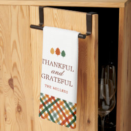 Gepersonaliseerde moderne dankbare Thanksgiving Theedoek